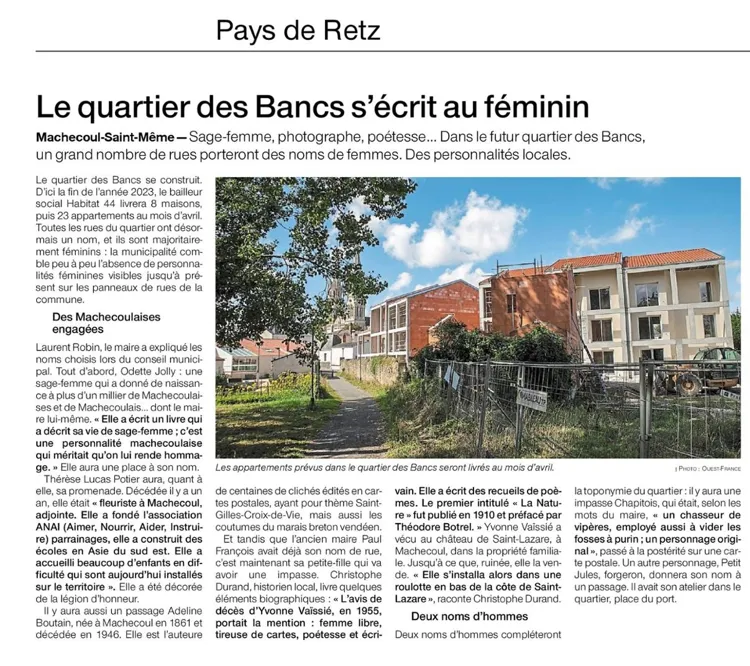 Article Ouest France 24-10-2023