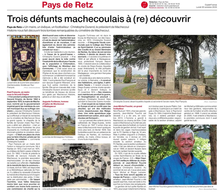 Article Ouest France 30-10-2023